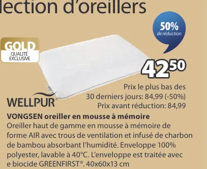 Promotie: VONGSEN oreiller en mousse à mémoire