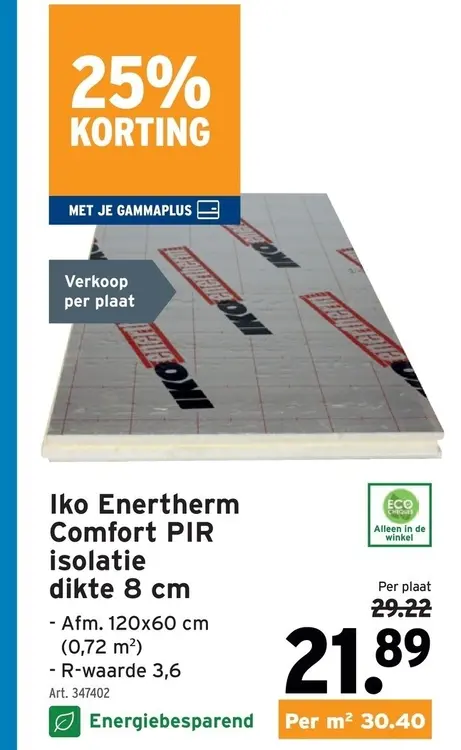 Promotie: Iko Enertherm Comfort PIR isolatie dikte 8 cm