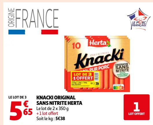 Offre: Knacki original sans nitrite