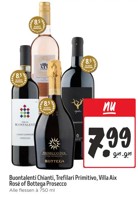 Aanbieding: Buontalenti Chianti, Trefilari Primitivo, Villa Aix