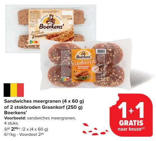 Aanbieding: Sandwiches meergranen of stokbroden Graankorf
