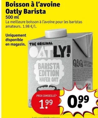 Offre: Boisson à l'avoine Oatly Barista