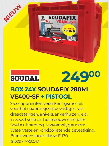 Promotie: Box 24x Soudafix 280ml ve400-sf + pistool