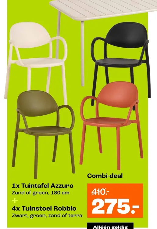 Aanbieding: Tuintafel Azzuro + Tuinstoel Robbio