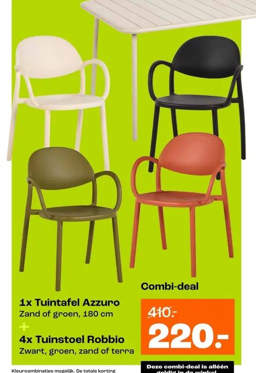 Aanbieding: Tuintafel Azzuro + Tuinstoel Robbio