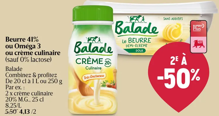Offre: Beurre ou Oméga 3 ou crème culinaire