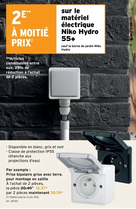 Offre: Matériel électrique Niko Hydro
