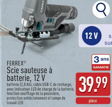 Offre: Scie sauteuse à batterie, 12 V