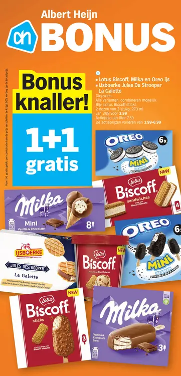 Promotie: Lotus Biscoff, Milka en Oreo ijs, IJsboerke, Jules de Strooper en La Galette