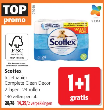Promotie: Toiletpapier Complete Clean Décor