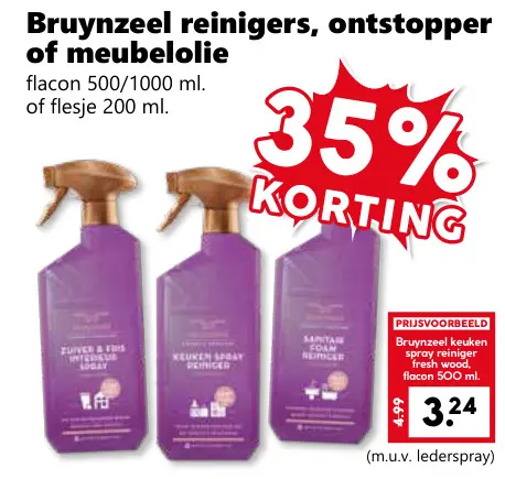 Aanbieding: Bruynzeel reinigers, ontstopper of meubelolie
