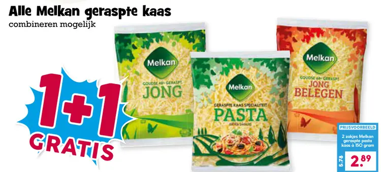 Aanbieding: Melkan geraspte kaas