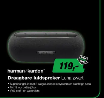 Aanbieding: Harman Kardon Luna Bluetooth Speaker Zwart