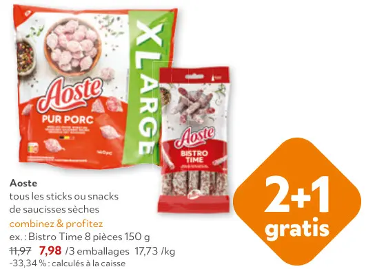 Offre: Sticks ou snacks de saucisses sèches