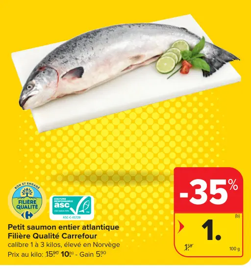 Offre: Petit saumon entier atlantique