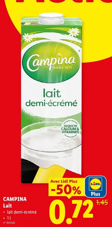Offre: Lait demi-écrémé