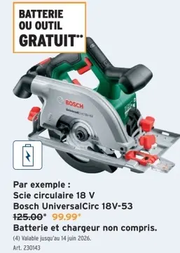 Offre: Scie circulaire 18 V Bosch UniversalCirc 18V-