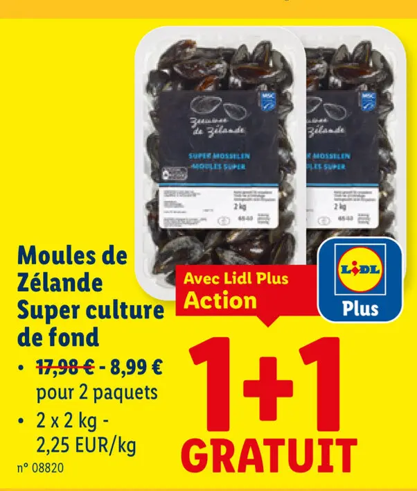 Offre: Moules de Zélande Super culture de fond