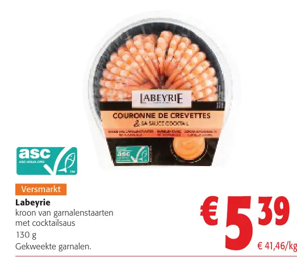 Promotie: kroon van garnalenstaarten met cocktailsaus