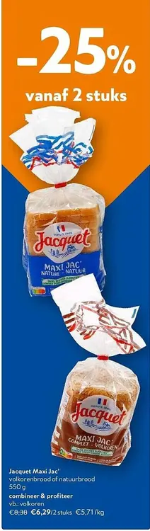 Promotie: Jacquet Maxi Jac' volkorenbrood of natuurbrood