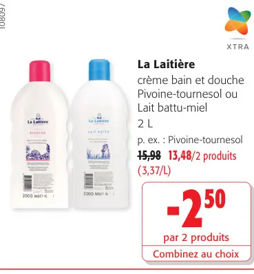 Offre: Crème bain et douche Pivoine-tournesol ou Lait battu-miel