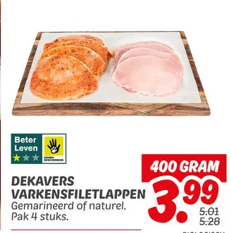Dekavers varkensfiletlappen