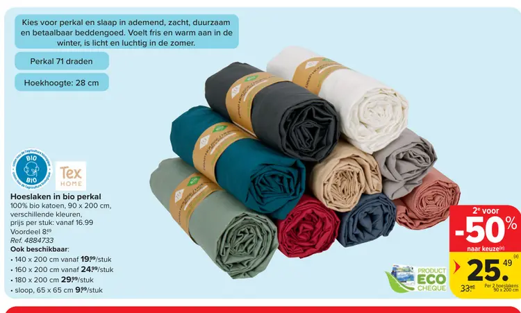 Promotie: Hoeslaken in bio perkal