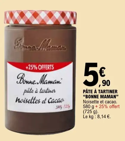 Offre: Pâte à tartiner