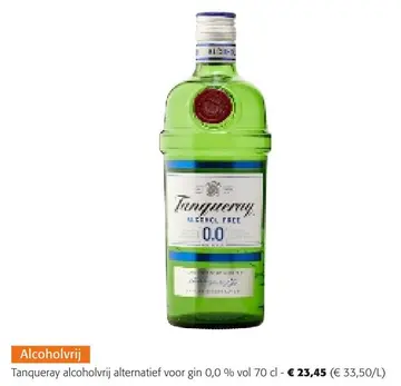 Aanbieding: Tanqueray alcoholvrij alternatief voor gin