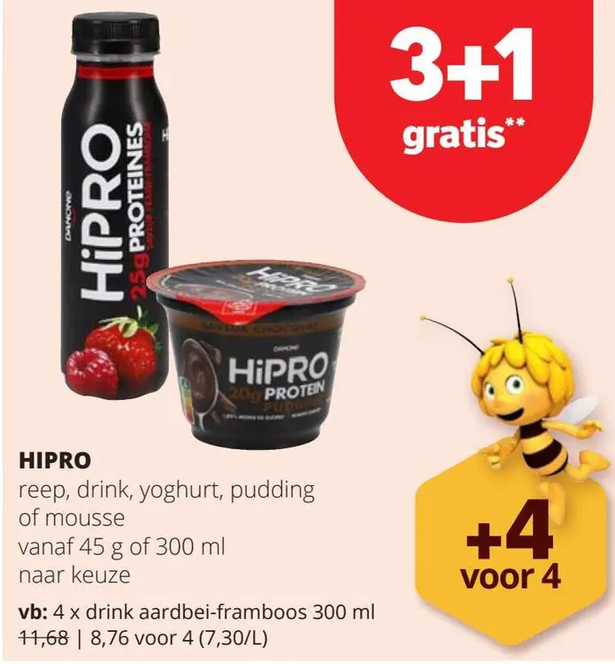 Promotie: HiPRO reep, drink, yoghurt, pudding of mousse