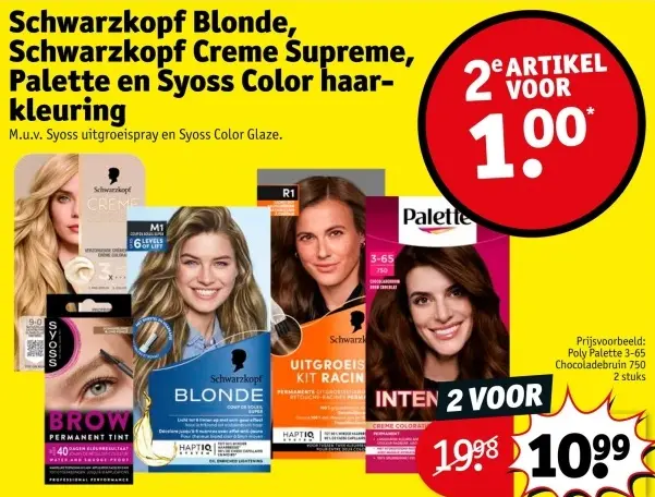 Aanbieding: Schwarzkopf Blonde, Schwarzkopf Creme Supreme, Palette en Syoss Color haarkleuring