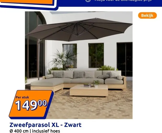 Promotie: Zweefparasol XL - Zwart