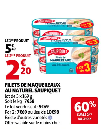 Promotie: Filets de maquereaux au naturel