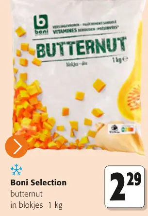 Promotie: Butternut in blokjes