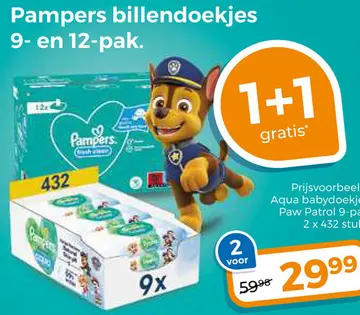Aanbieding: Pampers billendoekjes 9- en 12-pack