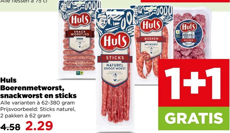 Aanbieding: Boerenmetworst, snackworst en sticks