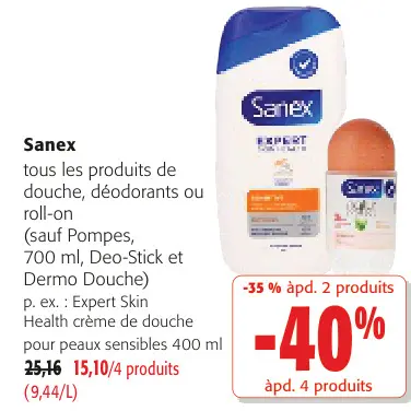 Offre: tous les produits de douche, déodorants ou roll-on