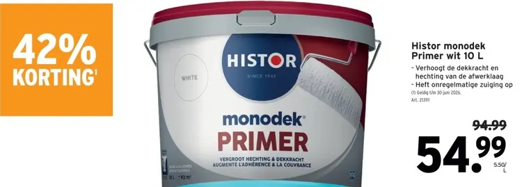 Promotie: Histor monodek Primer wit