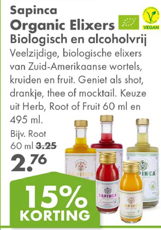 Aanbieding: Sapinca Organic Elixers Biologisch en alcoholvrij
