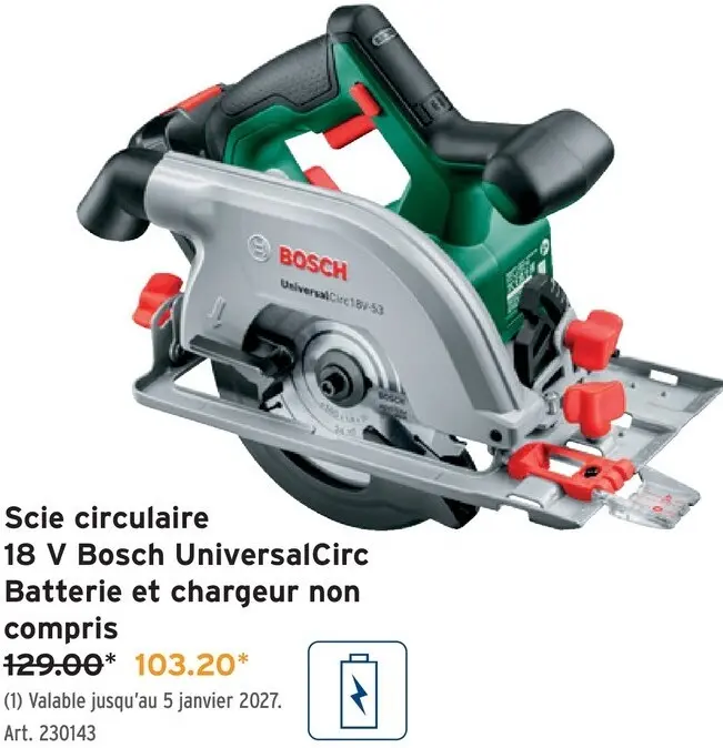 Offre: Scie circulaire 18 V UniversalCirc
