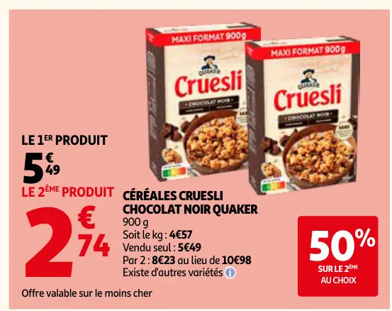 Promotie: Céréales cruesli chocolat noir