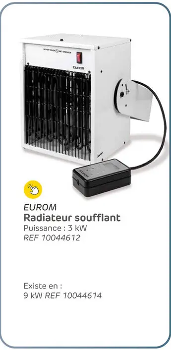 Offre: Radiateur soufflant eurom ek3000 wall 3000w
