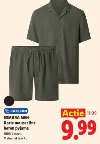 Aanbieding: Korte mousseline heren pyjama