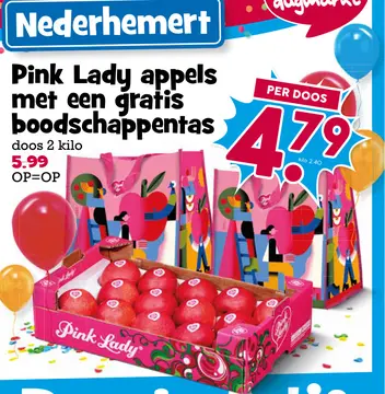 Aanbieding: Pink Lady appels met een gratis boodschappentas