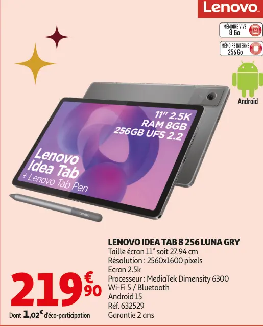 Offre: Lenovo idea tab 8 256 luna gry