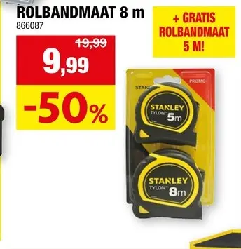 Promotie: Stanley Tylon rolmeter 8m + 5m