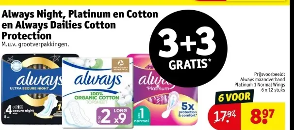 Aanbieding: Always Night, Platinum en Cotton en Always 