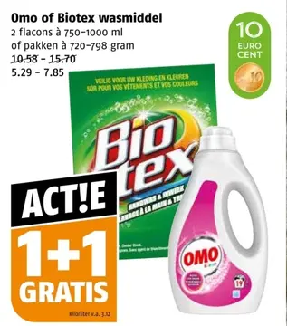 Aanbieding: Omo of Biotex wasmiddel