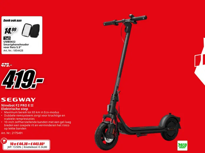 Promotie: Ninebot F2 PRO E II Elektrische step