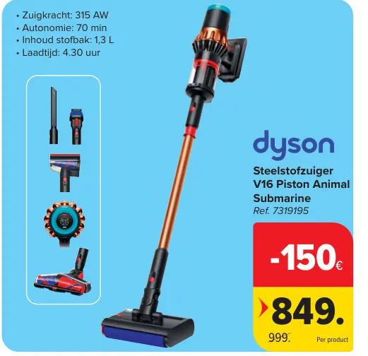 Promotie: Steelstofzuiger V16 Piston Animal Submarine